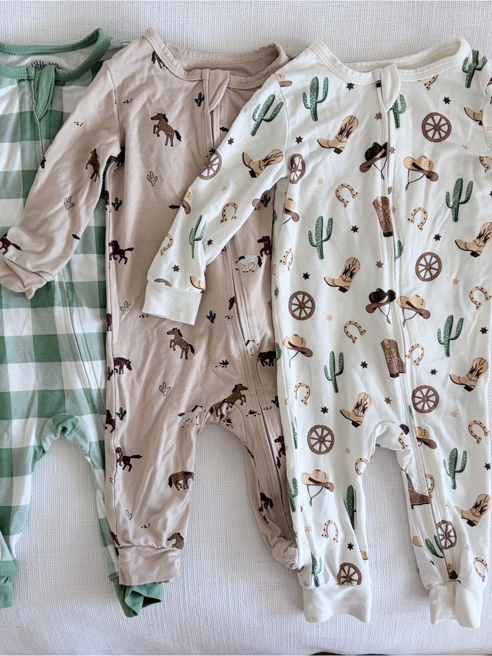 Set of 3 Little Me Bamboo Baby Pajamas -  Cowboy Western Print